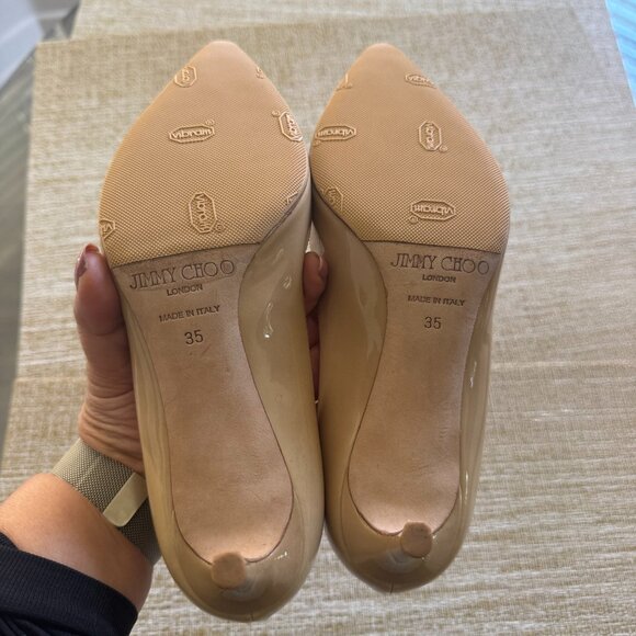 Jimmy Choo ROMY 60 Patent Leather Pointed Pumps in Nude | EU Size 35 | EUC - Picture 7 of 8